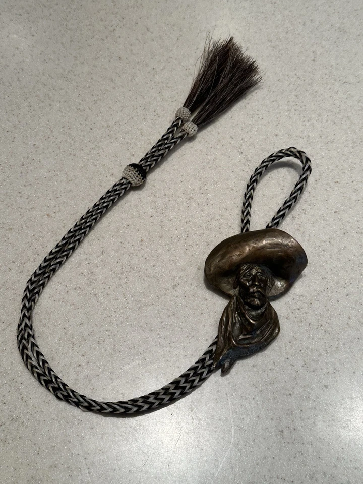 Vintage 1990s Prix de West Hollis Williford Signed Bronze Bolo NAWA “Sundowner” - Image 2 of 4