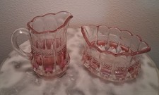 EAPG U.S. Glass Table Creamer  Individual Sugar Maidens Blush Decor