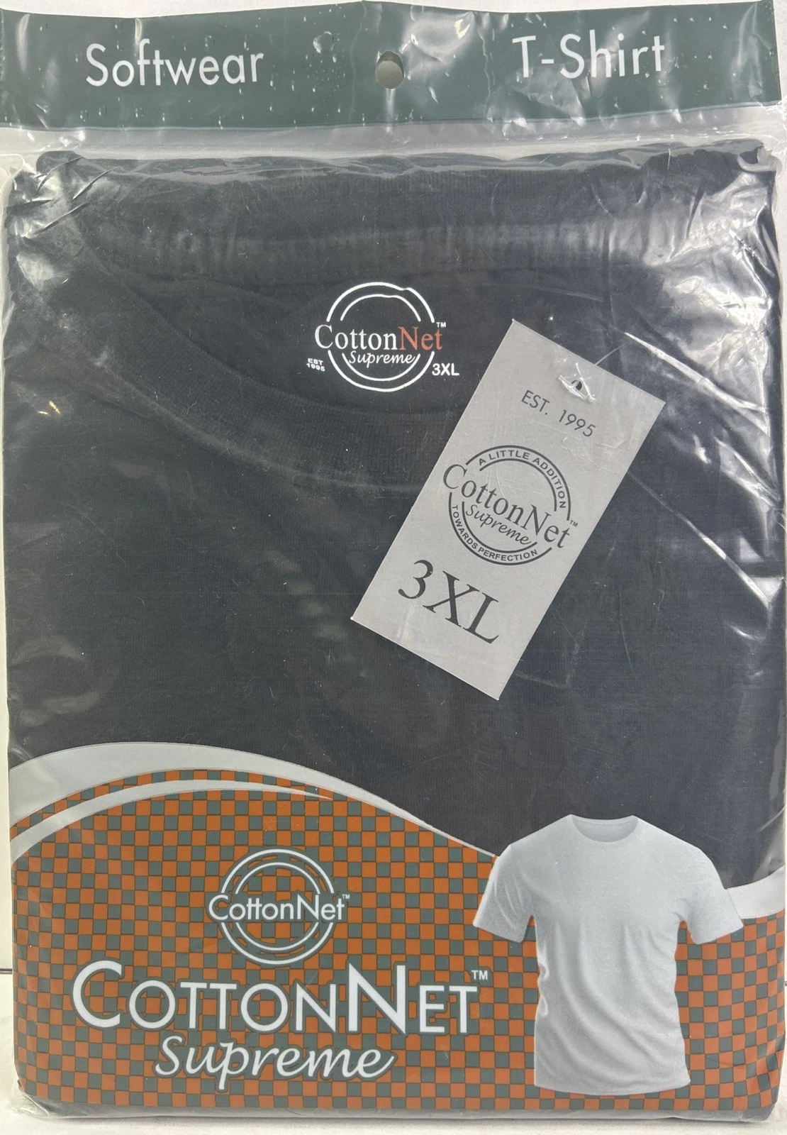 T shirt CottonNet Supreme col rond manches courtes taille 3XL chemise noir