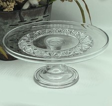 Vintage Pressed Glass Pedestal Cake Stand Clear 8" Diameter
