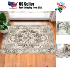 Washable 2x3 Entryway Rug: Non Slip Vintage Door Mat Indoor with Rubber Backi...