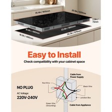 VEVOR Electric Cooktop, 36 inch 5 Burners Built-in Electric Stove Top, 8600W C