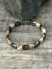 Copper Magnetic Hematite Therapy Bracelet Anklet 2 Row w Cappuccino Jasper