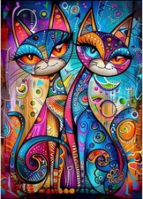 Cat Diamond Painting Kit 30x40cm Round Drill Wall Art