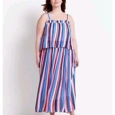 Lane Bryant Maxi Dress Size 14/16 Sleeveless Colorful Removable Strap NEW