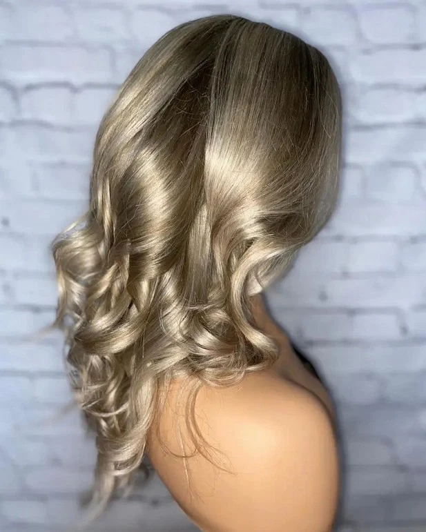 Peluca rubia ceniza ombre 13x4 frente de encaje 100 % peluca de cabello humano para mujer fiesta diaria Foto 3 de 4