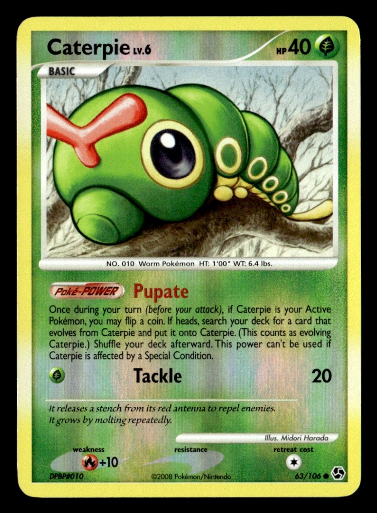 Caterpie Common Reverse Holo Great Encounters 63/106 LP Pokémon TCG