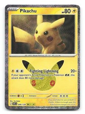 Carta Pokemon rara Pikachu 049/128 30° Celebrazione Holo Pikachu quasi nuova