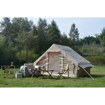 4-6 Person Glamping Tent Inflatable Quick 5 Min Setup w/ Stove Jack Waterproof