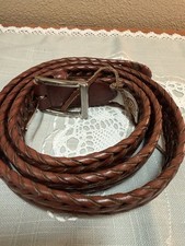 FOSSIL Vintage Braided Brown Leather Boho Belt with Silver Buckle Sz 42 Cowboy