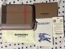 Burberry MN Zip Around Check Gray Mink/Brown Wallet 80845261 NWT 480