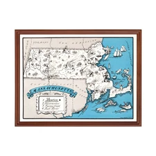 Old Map of Massachusetts 1931 - Vintage Massachusetts Art