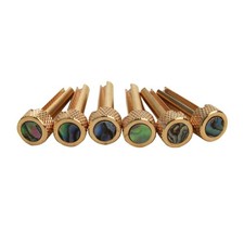 6Pack Flat Top Design Brass Bridge Pins Abalone Dot Inlay For Acoustic Guitar A