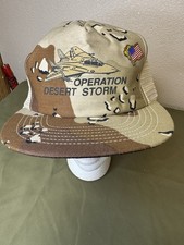 Vintage DESERT STORM Camo Trucker Hat Cap Mesh Snapback - Made In USA