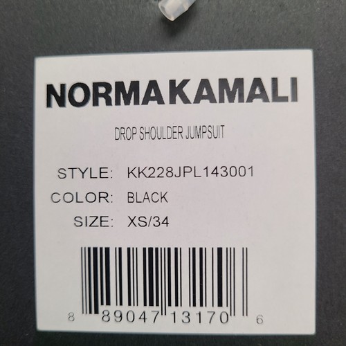 Norma Kamali Asymmetric Drop-Shoulder Wide-Leg Jumpsuit XS/34 Black NO BELT - Picture 9 of 9