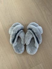 UGG Fuzz Yeah Slide Slippers Gray Women  s Size 8 Shearling