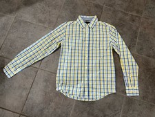 Nautica Boys Long Sleeve Button Up L 14/16 Blue/yellow Check Great Look