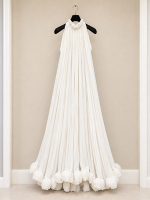 Lanvin Paris Long Ruffle Dress | Off White | FR 38  | Perfect Condition