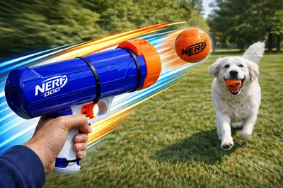 NERF Dog Tennisball-Blaster – Hundespielzeug mit Ballwurf-Funktion inkl. 3 Bäll