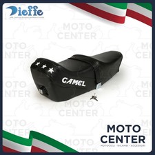 SELLA NERA CAMEL SPORT PIAGGIO VESPA PX 125 150 200 ('77-'16) CON MOLLE E TELAIO
