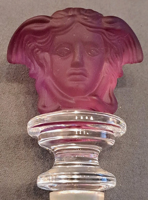 Rosenthal Versace Medusa Purple Frosted Crystal Wine Bottle Stopper CRISP
