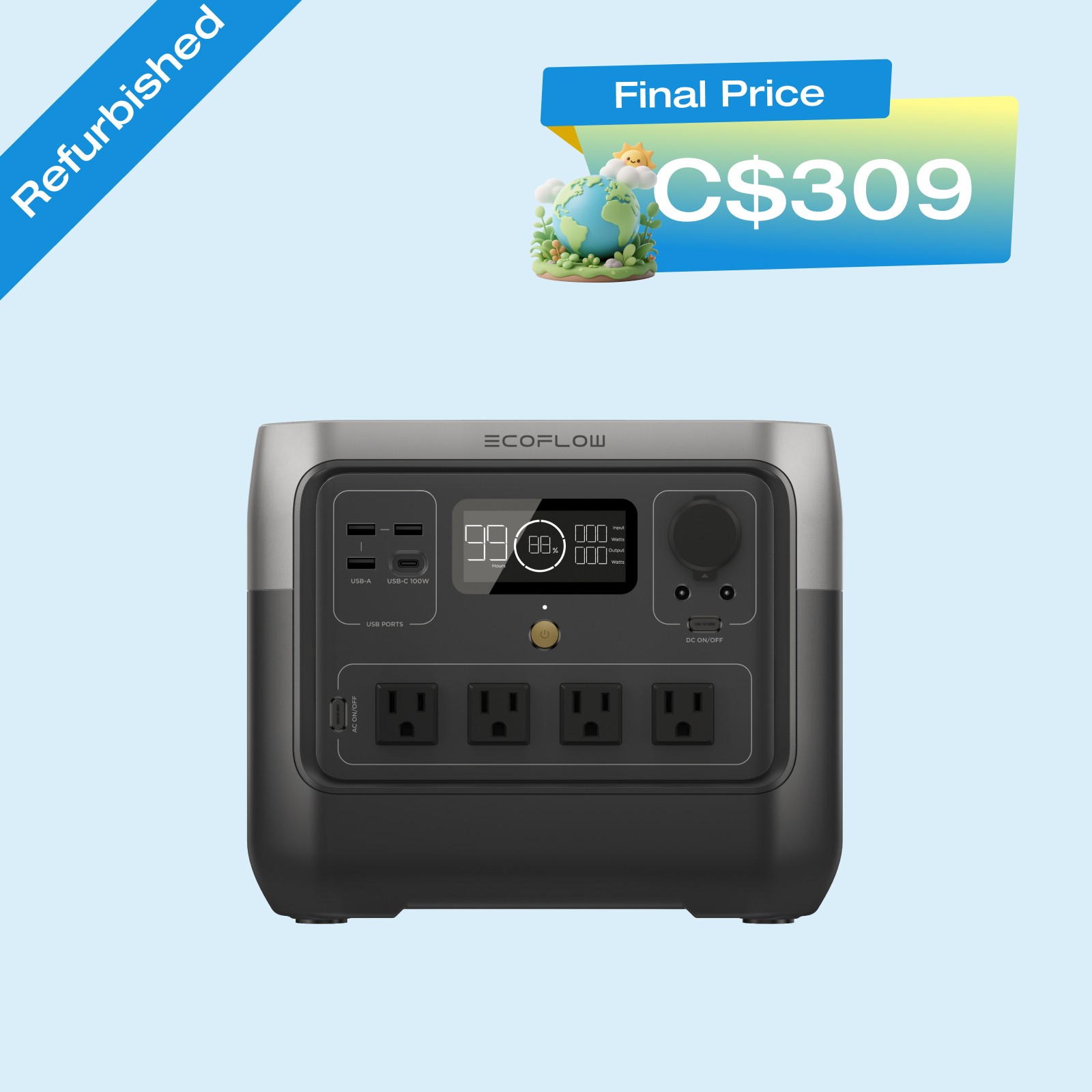 Ecoflow River 2 Pro Power Station 768Wh Lfp Generator Certified Refurbished