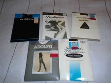 FIVE Pairs Vintage Women's NEW OLD STOCK Black Nylon Stockings PANTYHOSE