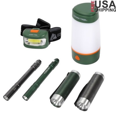 6-Piece LED Flashlight Headlamp Lantern Penlight Emergency Kit Camping Outdoor