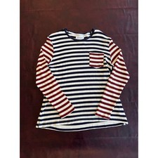 Haspel Mens XXL Waffle Knit Thermal Shirt Striped Long Sleeve Pocket Made in USA