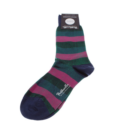Pantherella NWT Stirling Dress Socks Size M in Green / Pink / Blue Stripes