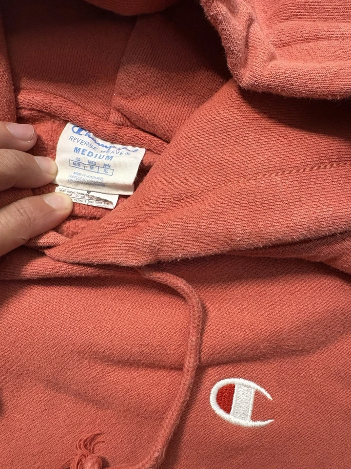 Винтажная толстовка с капюшоном Champion красная с обратным плетением толстовка с капюшоном для взрослых средний размер - Изображение 3 из 4