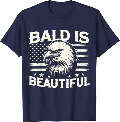Bald is Beautiful USA Bald Eagle American Flag Shirt Unisex T-Shirt