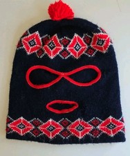 Vintage Knit Ski 70s 80s Robber Mask Full Face 3 Hole Multi-color