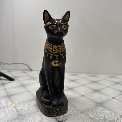Summit Collection Ornate Egyptian Cat - Bastet - Figurine Black Gold 8.5  High