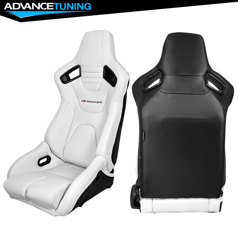 Bucket Racing Seat Reclinable Dual Slider Passenger Right White Leather