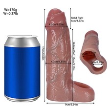 Super Thick Uncut Textured Penis Sleeve Girth Erection Enhancer Cock Extender