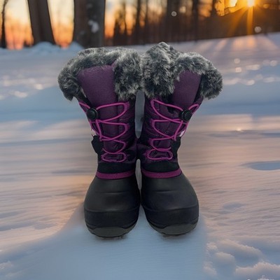 Kamik Snowangel Girl s Size 2 Pink Purple Winter Snow Boots Faux Fur Waterproof