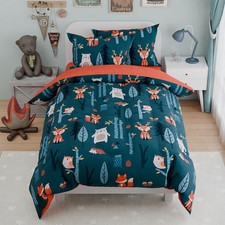 Woodland Animal Kids Bedding Set for Boys, Ultra Soft Microfiber Comforter Se...