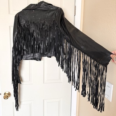 PROJECT PIECE- Rehab Fringe Faux Leather Jacket - Sz Medium Women s - AS IS