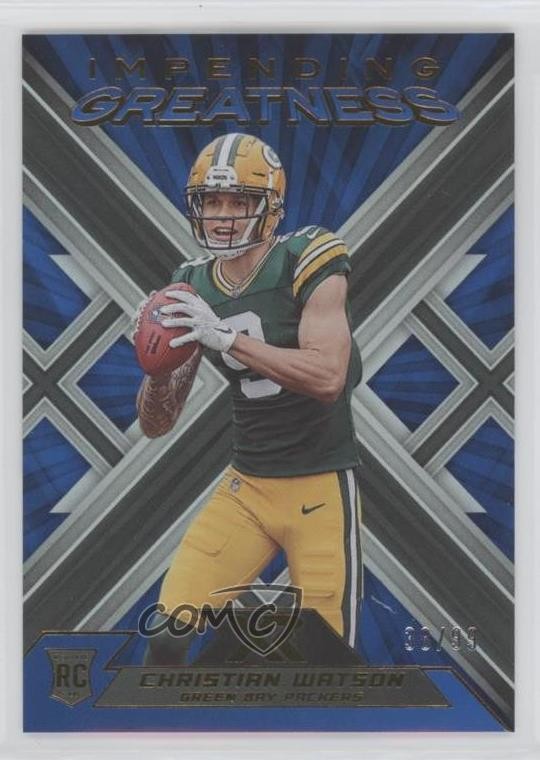 2022 Panini XR Impending Greatness Blue 38/99 Christian Watson #IMG-16 Rookie RC