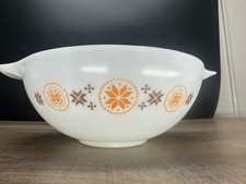 Vintage Pyrex Town & Country 4Qt Cinderella  Mixing Bowl Orange White Brown #444