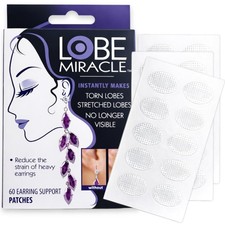 Lobe Miracle- Clear Earring Support Patches - 60 Count Pack of 1 ,