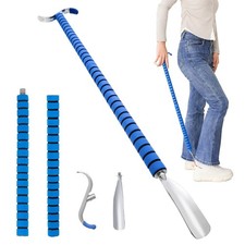 Metal Long Shoe Horn with Dressing Stick - Shoe Horn Long Handle for Seniors