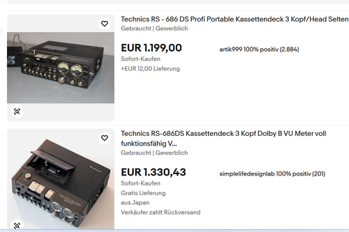 Technics RS - 686 DS Profi Portable Kassettendeck 3 Kopf/Head Selten - Picture 23 of 24