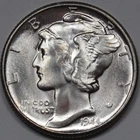 1944-S 10C Mercury Dime Uncirculated BU #138