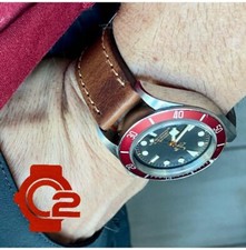 22mm DDA BROWN Crazy horse leather Strap watch band TAN Stitch Distresses Well