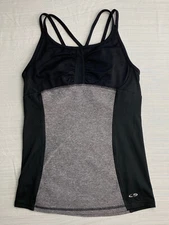 Champion Women’s Active Top Size S Gray Black Built In Padded Bra Athletic Shirt