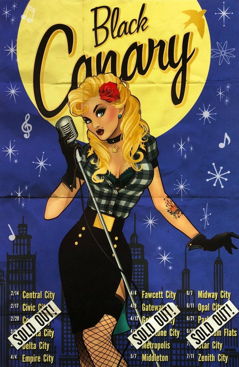 DC BOMBSHELLS rare BLACK CANARY print ANT LUCIA art PIN UP version