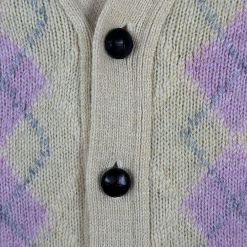 Quills Woollen Market irische handgestrickte gelbe Cardigan geknöpft kariert Größe XL - Bild 4 von 8