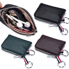 Leather Small Coin Pouch Mini Change Wallet Earphone Key Card Cash Purse for Men